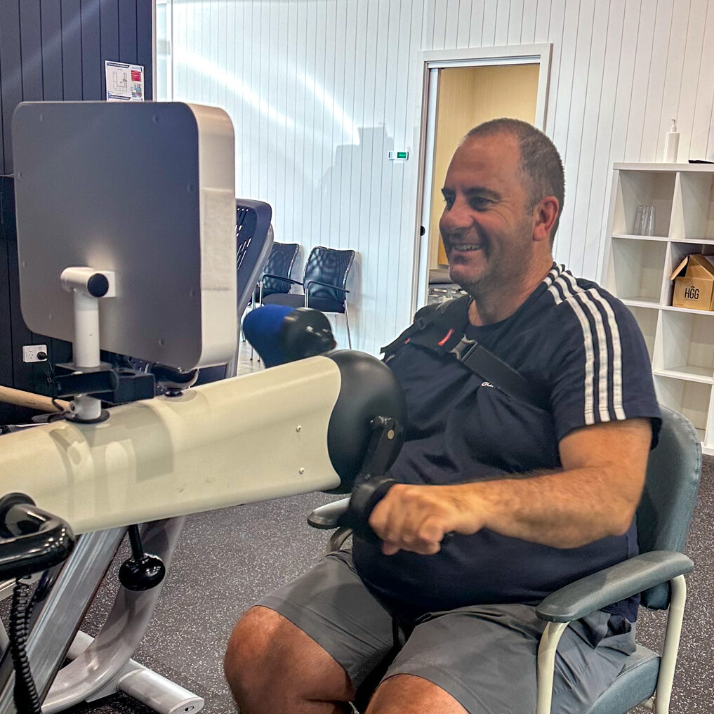 A man doing physiotherapy at SAVVY for Parkinson's disease