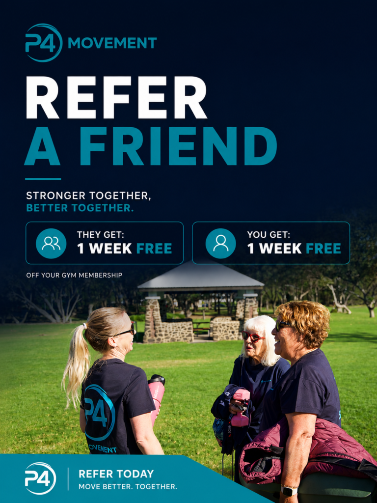 An image to share with your friends for the refer a friend program at P4 Movement in Wollongong