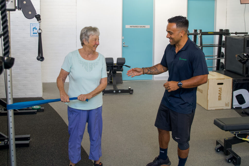 Woman and Ep from P4 Movement exercising for Mental Health