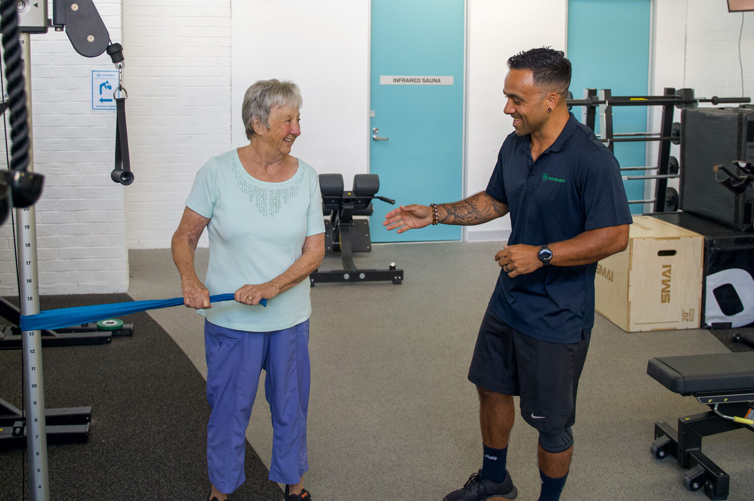 Woman and Ep from P4 Movement exercising for Mental Health
