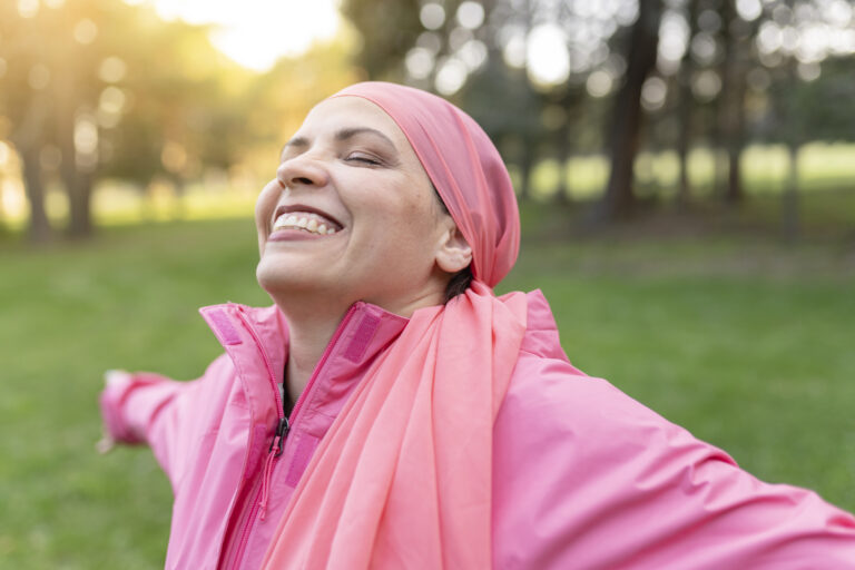 Woman exercising after cancer treatment and P4 Movement